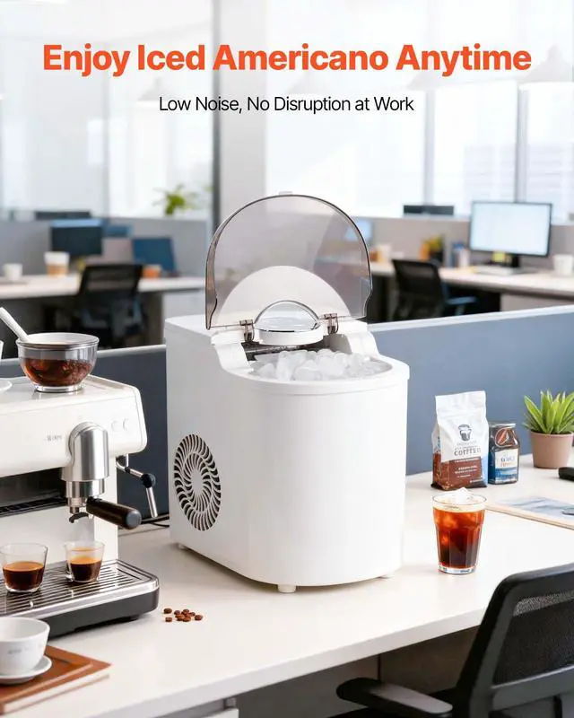 Alt view image 6 of 7 - Countertop Ice Maker, 7 Cubes Ready in 6 Mins, 26 lbs per Day, Self-Cleaning Portable Machine with Ice Scoop, Ice-Making Machine with 2 Sizes Bullet ICES for Home, Kitchen, Office, Bar & Party