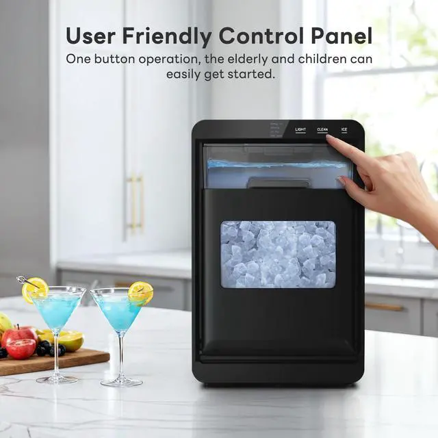 Alt view image 3 of 7 - Nugget Ice Maker Countertop, 44Lbs/Day Sonic Ice Machine, Fast Ice Ready in 1014 Mins, 2026 Upgraded Small Ice Maker with Self-Cleaning for Home, Party, RV & Office