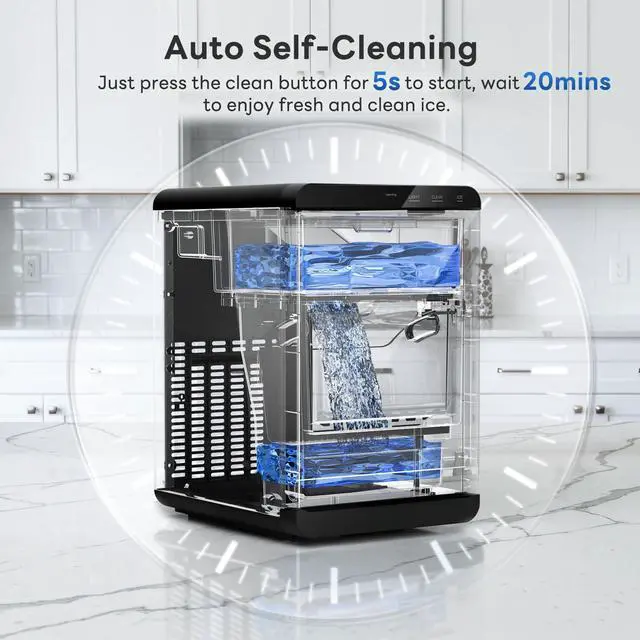 Alt view image 4 of 7 - Nugget Ice Maker Countertop, 44Lbs/Day Sonic Ice Machine, Fast Ice Ready in 1014 Mins, 2026 Upgraded Small Ice Maker with Self-Cleaning for Home, Party, RV & Office