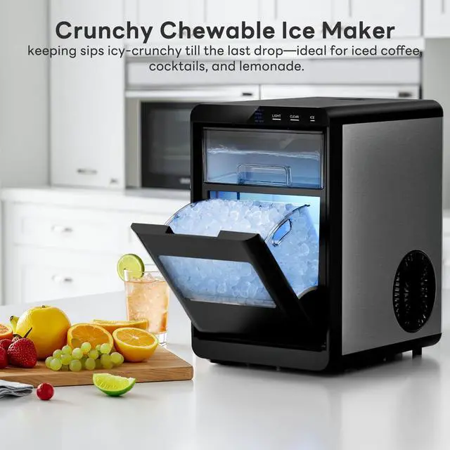 Alt view image 6 of 7 - Nugget Ice Maker Countertop, 44Lbs/Day Sonic Ice Machine, Fast Ice Ready in 1014 Mins, 2026 Upgraded Small Ice Maker with Self-Cleaning for Home, Party, RV & Office