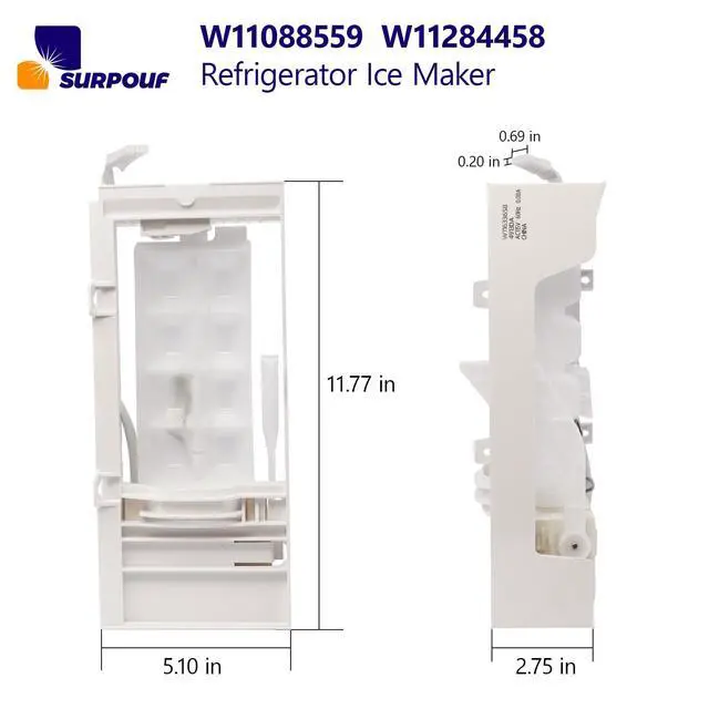 Alt view image 2 of 7 - W11088559 Refrigerator Ice Maker W11284458 Ice Maker Compatible with WhirlpoolThe Connector is a 4-Hole Female end
