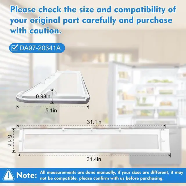 Alt view image 4 of 7 - DA97-20341A, DA97-06327A Pantry Drawer Door Cover Compatible with samsung RF28R6241SR, RF28R6221SR, RF28R6202WW, etc Refrigerators, Part Number: AP6974930, PS12739941, EAP12739941, DA63-09606AX001