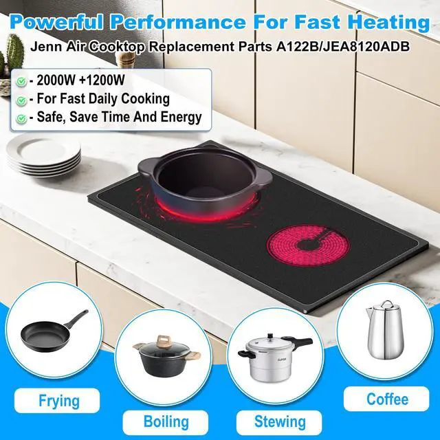 Alt view image 3 of 7 - Upgraded A122B Radiant Cartridge Compatible with Jenn Air Cooktop Replacement Parts Black Jenn-Air Radiant Cartridge JEA8120ADB A122BA Electric Slide-In Range Burners Whirlpool Jennair Cooktop Parts
