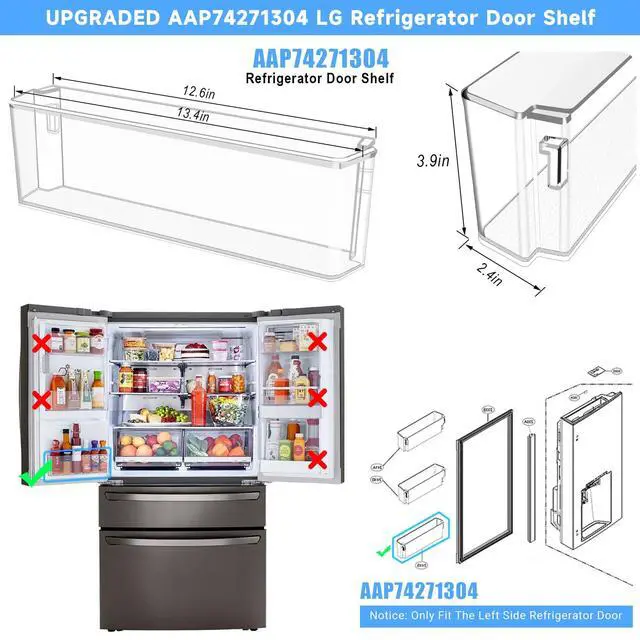 Alt view image 2 of 7 - UPGRADED AAP74271304 Refrigerator Door Bin Compatible with LG Refrigerator Door Shelf Parts AAP74271304 LRMDS3006S LRMVC2306D LRMDC2306D LRMDC2306S LG Fridge Door Basket Replacement Door Shelves