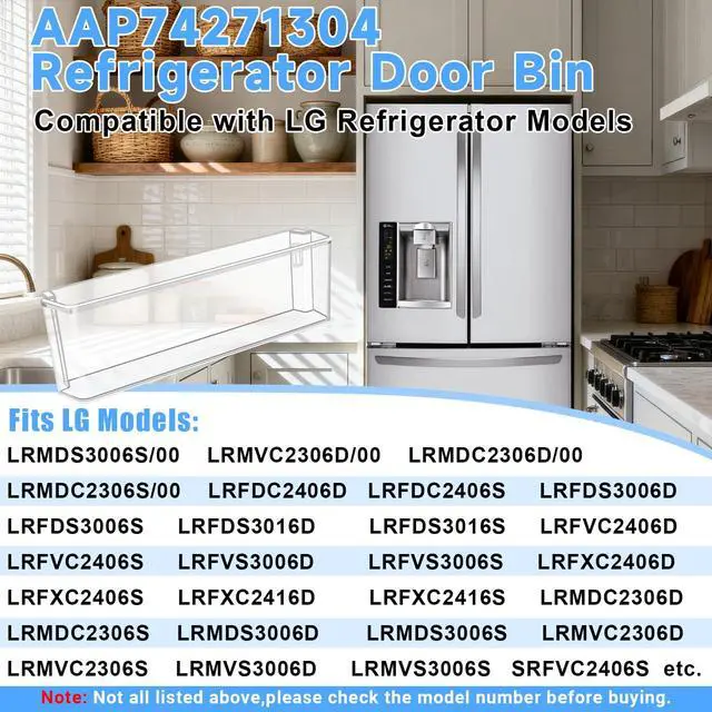 Alt view image 5 of 7 - UPGRADED AAP74271304 Refrigerator Door Bin Compatible with LG Refrigerator Door Shelf Parts AAP74271304 LRMDS3006S LRMVC2306D LRMDC2306D LRMDC2306S LG Fridge Door Basket Replacement Door Shelves