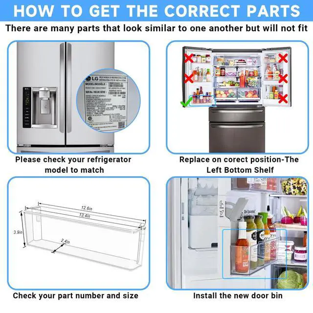 Alt view image 7 of 7 - UPGRADED AAP74271304 Refrigerator Door Bin Compatible with LG Refrigerator Door Shelf Parts AAP74271304 LRMDS3006S LRMVC2306D LRMDC2306D LRMDC2306S LG Fridge Door Basket Replacement Door Shelves