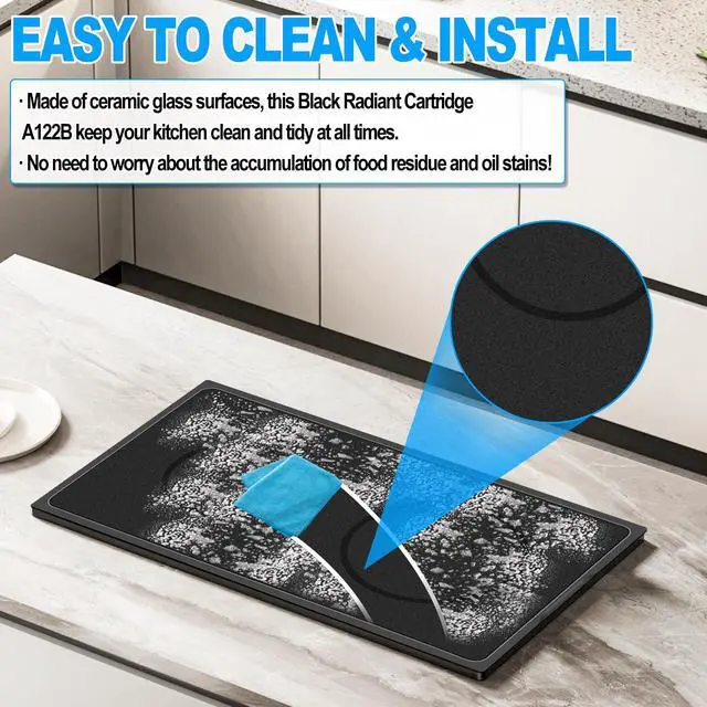 Alt view image 7 of 7 - Upgraded A122B A122BA Radiant Cartridge Compatible with Jenn Air Cooktop Replacement Parts Radiant Cartridge JEA8120ADB Electric Range Cooktop Stove Burners Whirlpool Jennair Cooktop Parts