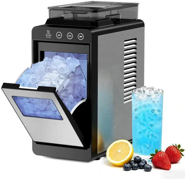 Main image of Countertop Ice Maker with 2L Dual Water Tank, 8 Bullet Ice Fast in 6 Mins, 26 lbs/Day, 2 Ice Sizes, Self-Cleaning Mode,Compact Portable Ice Machine for Home and RV, Stainless Steel