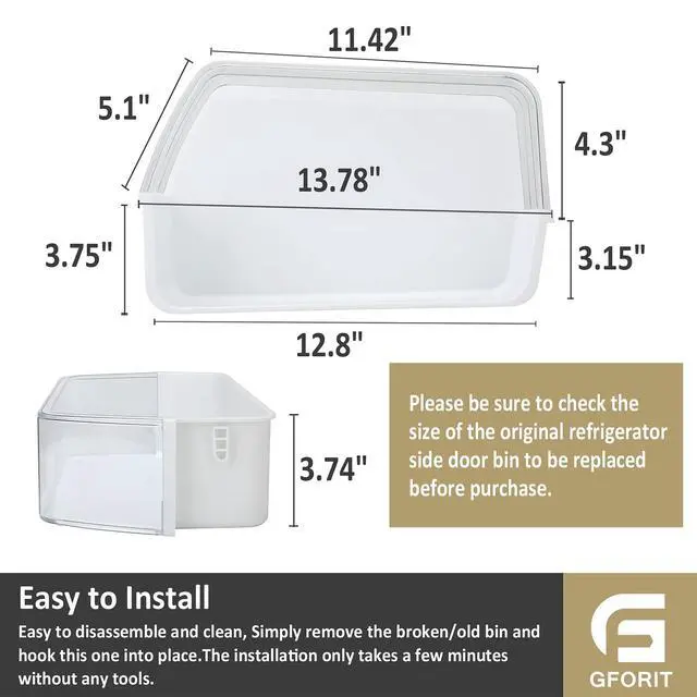 Alt view image 6 of 6 - DA97-12650A Compatible with Samsung RF263BEAESG AA RF263TEAESG RF263TEAESR RF263BEAESR RF261BEAESR RF260BEAESR Refrigerator Door Shelf Bin, 2 Pack Right Side Basket Replacement Replace AP5620330