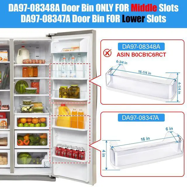 Alt view image 2 of 7 - UPGRADED DA97-08347A Refrigerator Door Bin Compatible with Samsung Refrigerator Door Shelf Replacement RS265TDRS RS25H5111BC,For Samsung Refrigerator Door Shelves Parts DA63-05217A Door Basket Tray