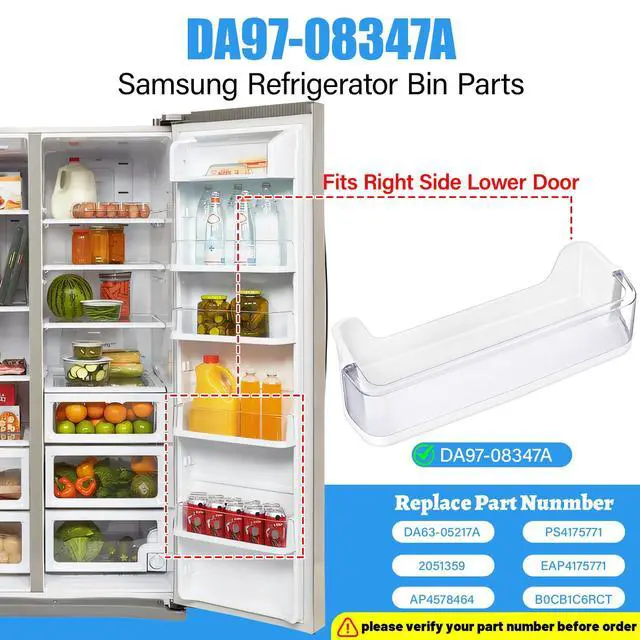 Alt view image 3 of 7 - UPGRADED DA97-08347A Refrigerator Door Bin Compatible with Samsung Refrigerator Door Shelf Replacement RS265TDRS RS25H5111BC,For Samsung Refrigerator Door Shelves Parts DA63-05217A Door Basket Tray