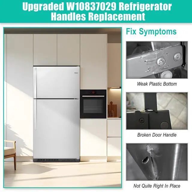 Alt view image 2 of 7 - Upgraded W10837029 Refrigerator Door Handle w/Set Screw Compatible with Whirlpool Refrigerator Handle, Stainless Steel Fridge Door Handle Replacement, Replace Part W10653471, 4338550