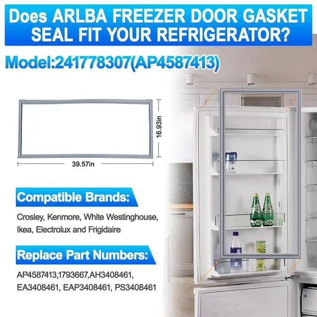 Alt view image 2 of 7 - 2 PACK Upgraded 241778307 Refrigerator Fresh Food Door Gasket Compatible with Frigidaire Kenmore,Crosley and Electrolux Refrigerator Door Seal Replacement Part 1793667,EAP3408461,PS3408461,AP4587413