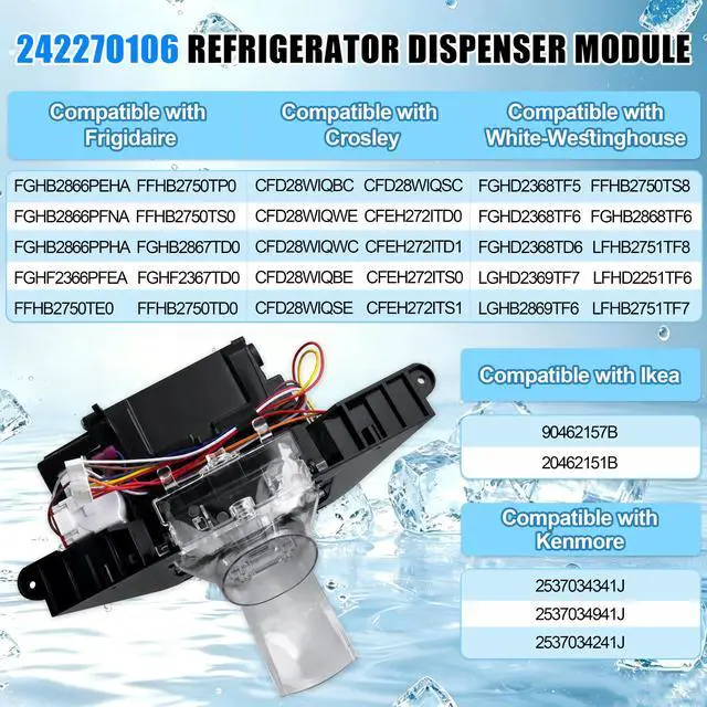 Alt view image 2 of 7 - 242270106 Replacement for Frigidaire Refrigerator Dispenser Module, Ice and Water Dispenser Control Board Compatible with DGHD2361T FGHB2867T, Replaces AP5781887 PS8692022, Fixes No Ice Issue