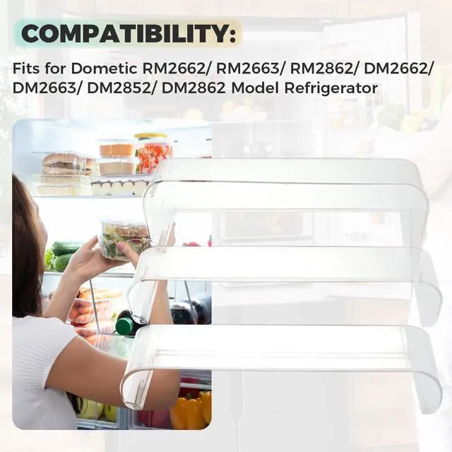 Alt view image 3 of 7 - 29325760655 Refrigerator Door Shelves Compatible With Dometic Americana II RV Refrigerators, Refrigerator Door Clear Shelf Combo Kit, 4-Piece Kit