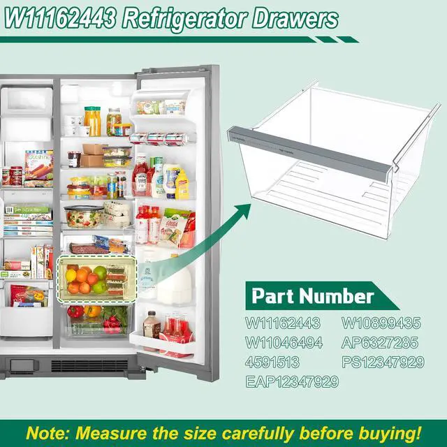 Alt view image 2 of 7 - UPGRADED W11162443 W11046494 Refrigerator Crisper Drawer Replacement Compatible with Whirlpool Crisper Drawer Whirlpool Fridge Drawer Replacement WRS325SDHZ WRS315SDHZ WRS325SDHZ01 Crisper Drawers