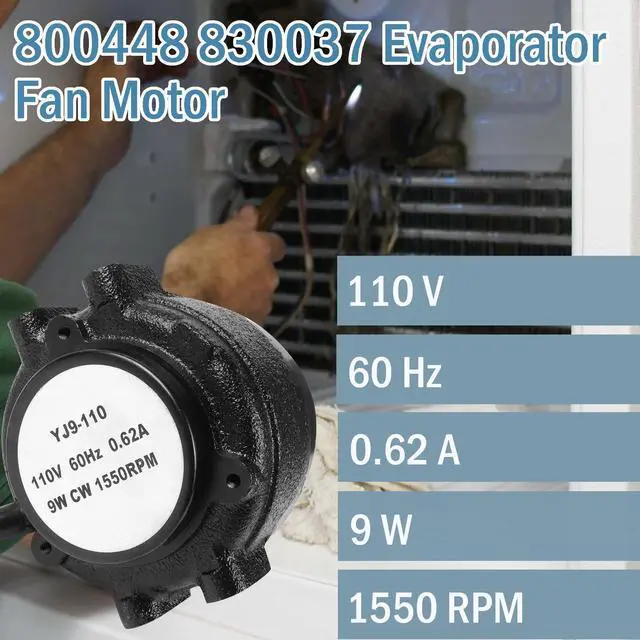 Alt view image 2 of 7 - 800448 830037 Evaporator Fan Motor Compatible with TR/UR Refrigerator, 115 Volts 9 Watts 1550 RPM, 800448 830037 Condenser Fan Motor