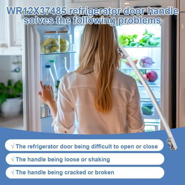 Alt view image 3 of 7 - WR12X37485 Refrigerator Door Handle Compatible with GE Refrigerator,Stainless Freezer Door Handle Replace for PD00074459 4975820 AP7018698 PS16554855 EAP16554855