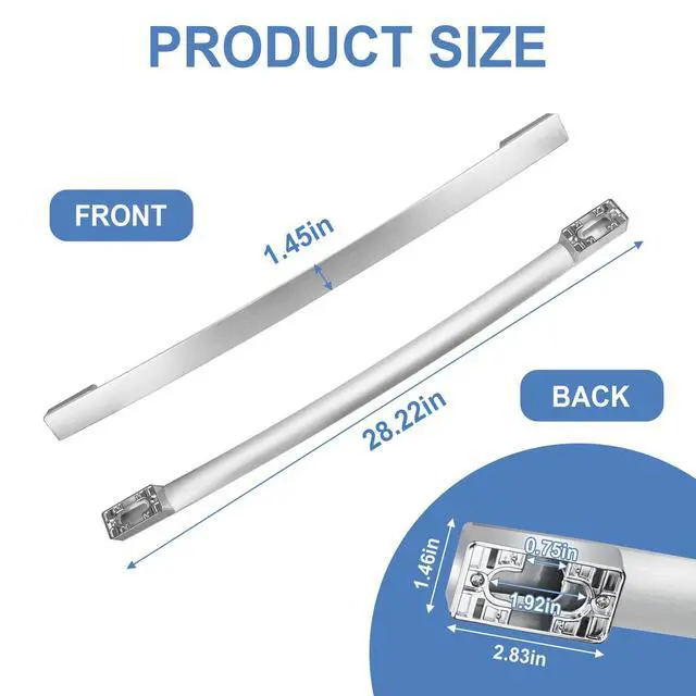 Alt view image 4 of 7 - WR12X37485 Refrigerator Door Handle Compatible with GE Refrigerator,Stainless Freezer Door Handle Replace for PD00074459 4975820 AP7018698 PS16554855 EAP16554855