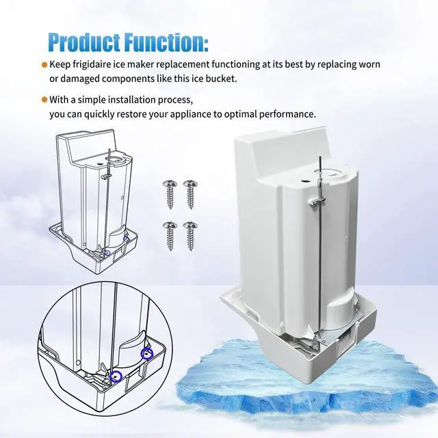 Alt view image 6 of 7 - 241860803 Frigidaire Ice Bucket Assembly for Frigidaire Kenmore etc | Ice Maker Compatible with Crosley Westinghouse & Gibson Refrigerator, Replace AP4300918, 1376941, 240323804, 240323808