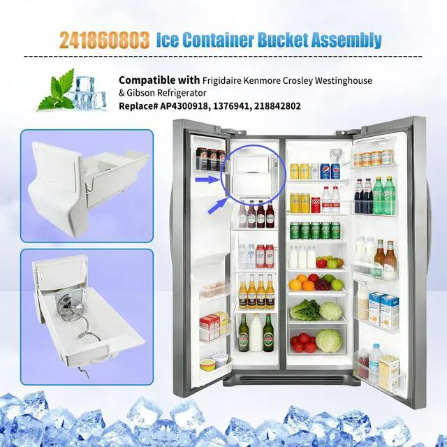 Alt view image 2 of 7 - 241860803 Frigidaire Ice Bucket Assembly for Frigidaire Kenmore etc | Ice Maker Compatible with Crosley Westinghouse & Gibson Refrigerator, Replace AP4300918, 1376941, 240323804, 240323808