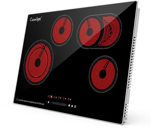 Main image of 30 Inch Electric Cooktop, 4 Burner Built-In Radiant Ceramic Stove Top | 30 inch built-in radiant ceramic cooktop, 4 burners, 220-240V hardwired, touch control, flat-bottom cookware