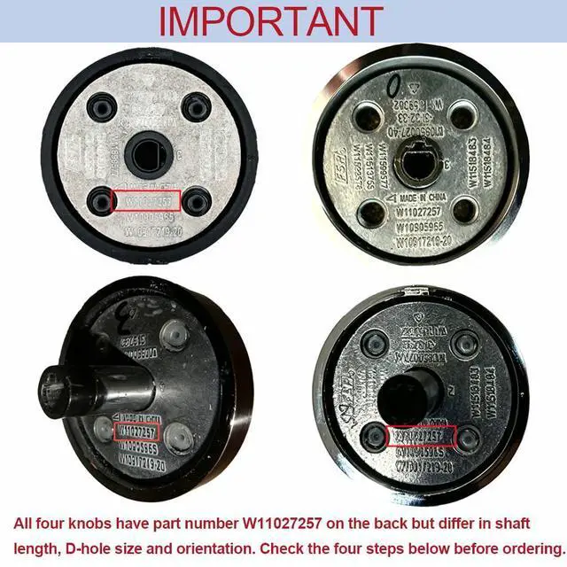 Alt view image 2 of 7 - W11027257 Knobs for WEE745H0LZ3 WEE745H0LZ0 WEE745H0LZ1 WEE745H0LZ4 | WEE745H0FS2 WEE745H0FS0 WEE745H0FS1 WEE745H0FS3 Electric Stove Replacement for Whirlpool Range Check Image 2 Carefully