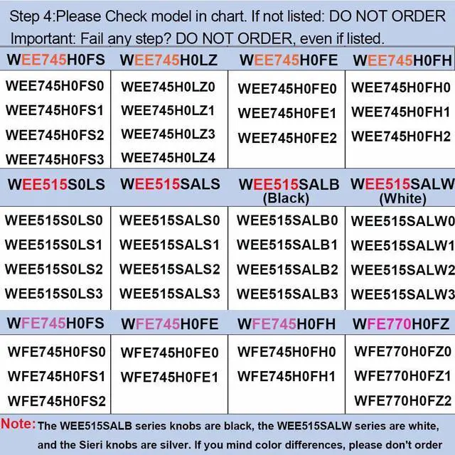 Alt view image 6 of 7 - W11027257 Knobs for WEE745H0LZ3 WEE745H0LZ0 WEE745H0LZ1 WEE745H0LZ4 | WEE745H0FS2 WEE745H0FS0 WEE745H0FS1 WEE745H0FS3 Electric Stove Replacement for Whirlpool Range Check Image 2 Carefully