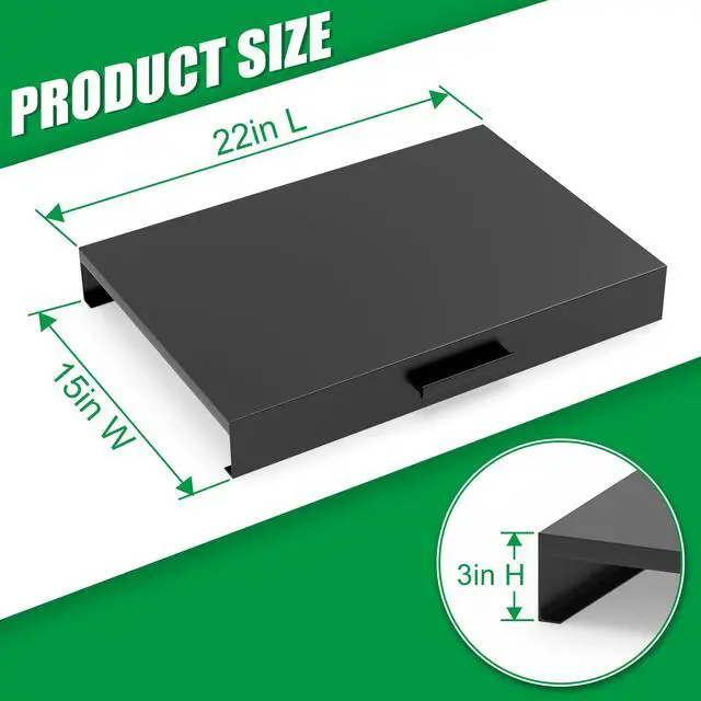 Alt view image 2 of 7 - Stove Top Cover, Heavy Duty Metal Gas Stove Cover Board with Handle, 15"L x 22"W x 3"H Noodle Board for Cooktop, Gas/Electric Stove, Expanding Kitchen Space & Easy to Clean