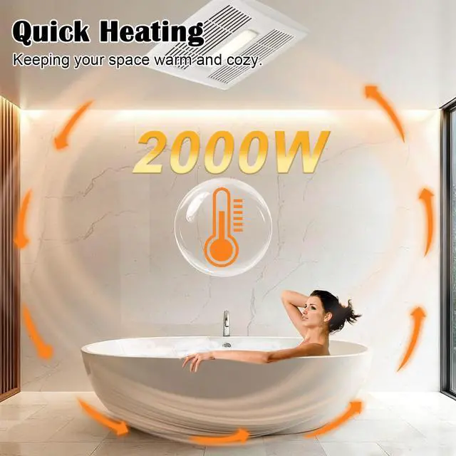 Alt view image 5 of 7 - Broan Nutone Heater Motor Assembly - Replacement for Broan Nutone Bathroom Exhaust Fan with Powerful Heating Element