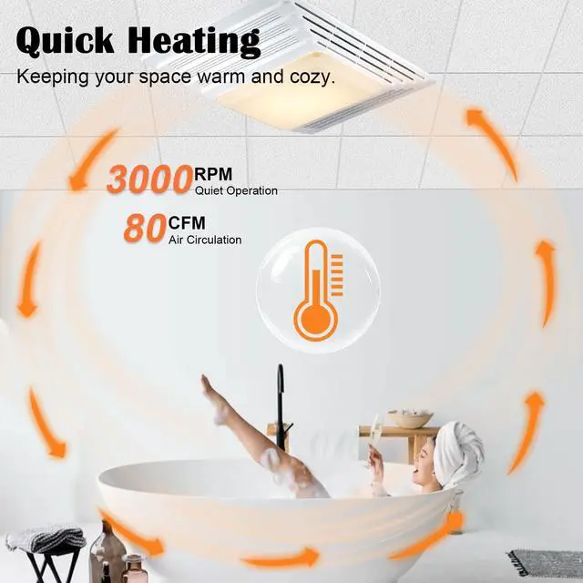 Alt view image 5 of 7 - S97017062 97017062 Heater Motor & Blower Wheel Assembly for Broan Nutone 655 695 658 659 656 HFL695 Ventilation Fan 655-C, 655-A, 695-B, 656-B, 656-C Bathroom Exhaust Fan Replacement Parts