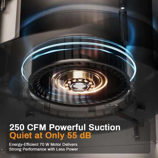 Alt view image 4 of 7 - Under Cabinet Range Hood 36 inch 250 CFM Matte Black with LED Lights | with LED Lights, Under Cabinet Mount, 250 CFM Airflow, Matte Black Finish, 36 in Width