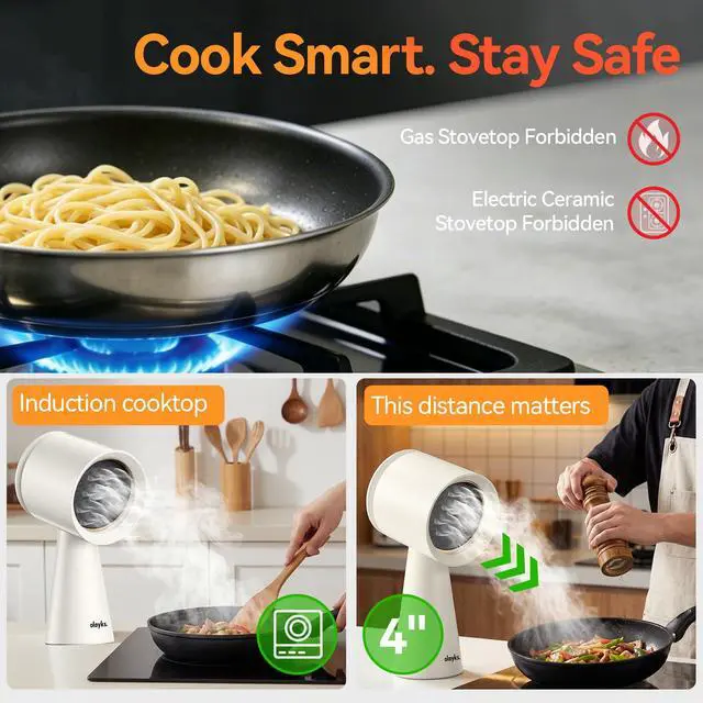 Alt view image 6 of 7 - Portable Range Hood, Countertop Kitchen Exhaust Fan with 3 Speeds, White | Desktop Range Hood with 5-layer Filtration, Large Oil Collection Cup, Low Noise for Dorm, RV Kitchen, BBQ, Hot Pot, Wired