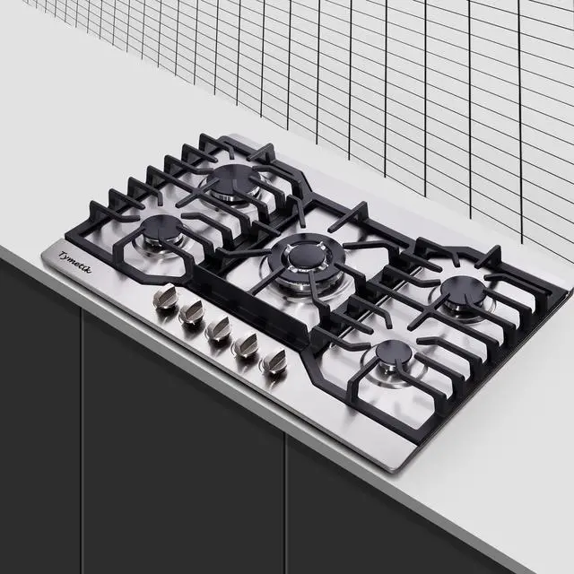Alt view image 6 of 7 - Gas Cooktop 30 Inch, 5 High Efficiency Burners Gas Stovetop Stainless Steel Built-in Gas Stove Top Propane/Natural Gas Convertible Gas Hob