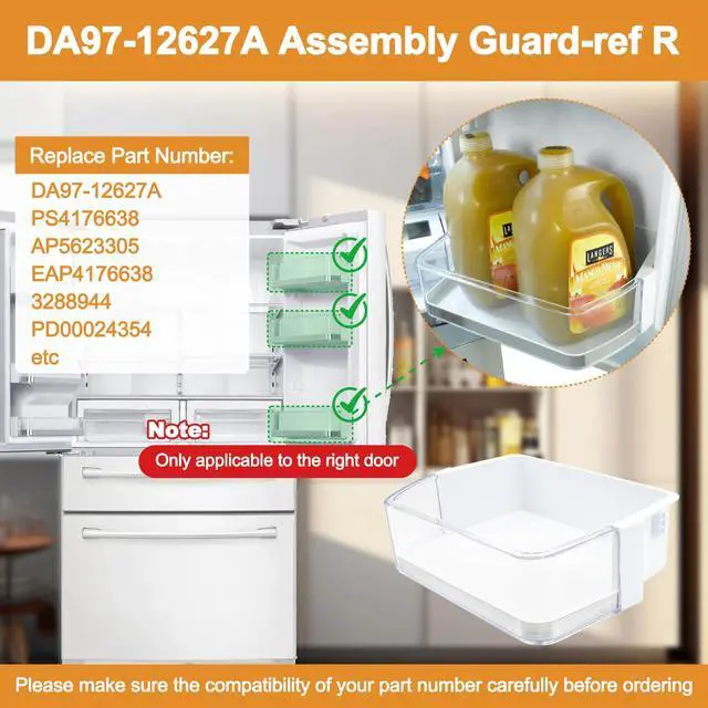 Alt view image 3 of 7 - DA97-12627A Door Shelf Bin Compatible with samsung Refrigerator: RF31FMESBSR/AA, RF323TEDBSR/AA, RF323TEDBWW/AA etc.Assembly Guard-ref R Replacement PS4176638, AP5623305, 3288944, EAP4176638