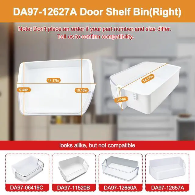 Alt view image 2 of 7 - DA97-12627A Door Shelf Bin Compatible with samsung Refrigerator: RF31FMESBSR/AA, RF323TEDBSR/AA, RF323TEDBWW/AA etc.Assembly Guard-ref R Replacement PS4176638, AP5623305, 3288944, EAP4176638