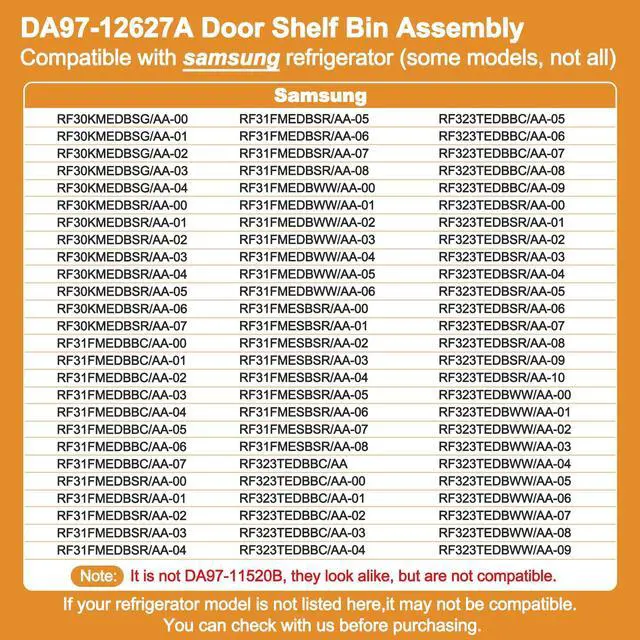Alt view image 4 of 7 - DA97-12627A Door Shelf Bin Compatible with samsung Refrigerator: RF31FMESBSR/AA, RF323TEDBSR/AA, RF323TEDBWW/AA etc.Assembly Guard-ref R Replacement PS4176638, AP5623305, 3288944, EAP4176638