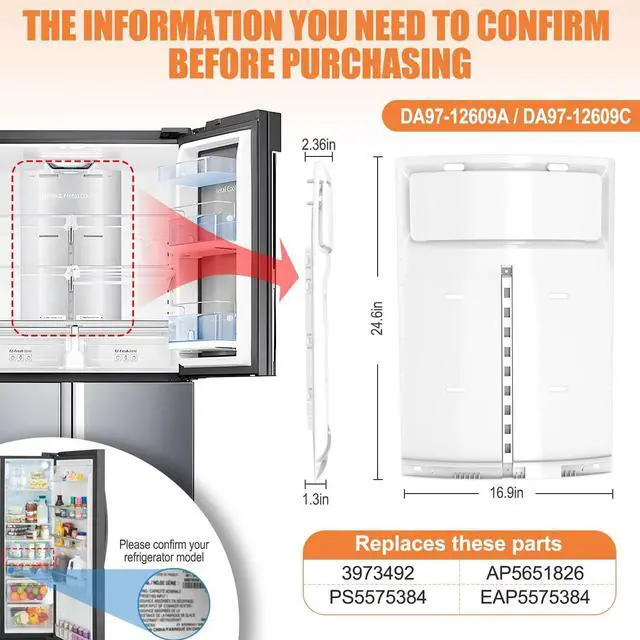 Alt view image 2 of 7 - Upgraded DA97-12609A Refrigerator Evaporator Cover Compatible With Samsung Refrigerator Evaporator Fan Motor DA97-12609C Fridge Fresh Food Evaporator Cover Assembly RF260BEAESR RF263BEAESR Fridge Part