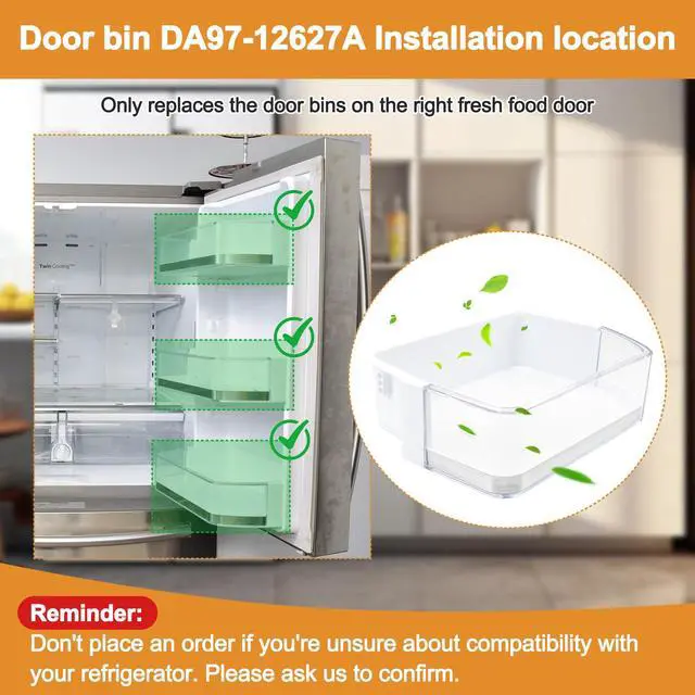 Alt view image 7 of 7 - DA97-12627A Door Shelf Bin Compatible with samsung Refrigerator: RF31FMESBSR/AA, RF323TEDBSR/AA, RF323TEDBWW/AA etc.Assembly Guard-ref R Replacement PS4176638, AP5623305, 3288944, EAP4176638