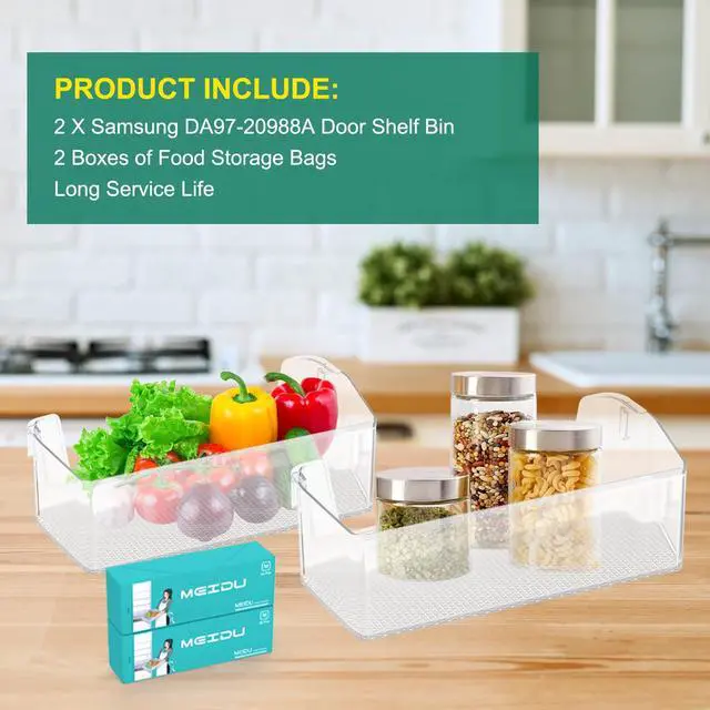 Alt view image 7 of 7 - (2 PACK) UPGRADED DA97-20988A Refrigerator Door Bin Shelf Replacement for Samsung Refrigerator Right Door Shelves Parts RF27T5501SR, RF27T5501SG, RF28T5F01SR, RF28T5F01SG Fridge Shelf