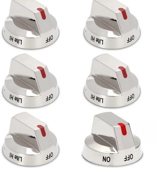 Main image of DG94-01712A Stove knob&DG94-01713A Light knob (6 Pack) | Gas Range Burner Control Dial Knob for Samsung Range Oven Stove NX58M9420SS NX58M9420SSAA
