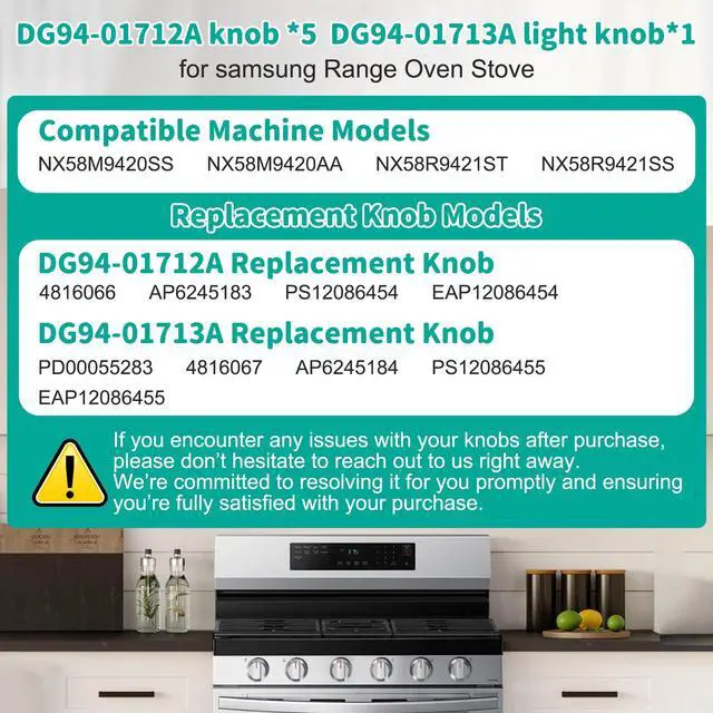 Alt view image 2 of 6 - DG94-01712A Stove knob&DG94-01713A Light knob (6 Pack) | Gas Range Burner Control Dial Knob for Samsung Range Oven Stove NX58M9420SS NX58M9420SSAA