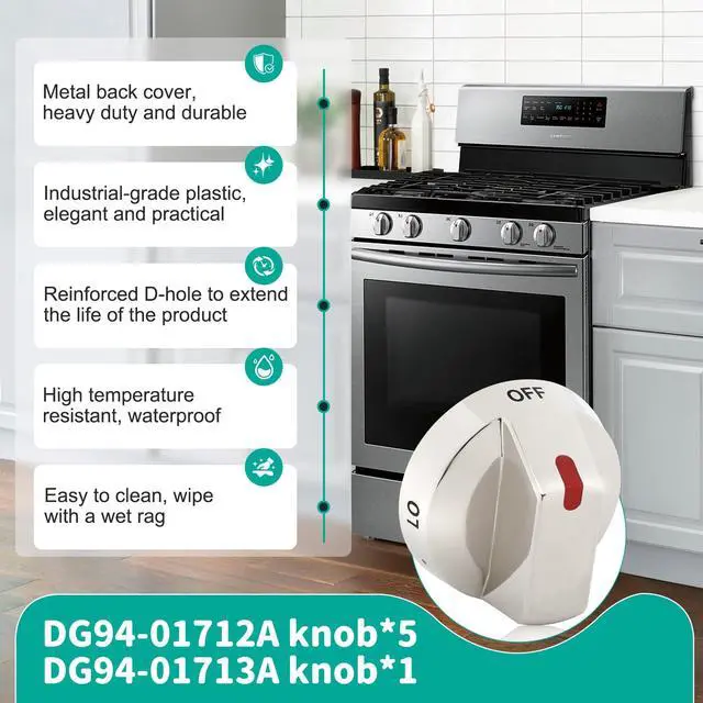 Alt view image 3 of 6 - DG94-01712A Stove knob&DG94-01713A Light knob (6 Pack) | Gas Range Burner Control Dial Knob for Samsung Range Oven Stove NX58M9420SS NX58M9420SSAA