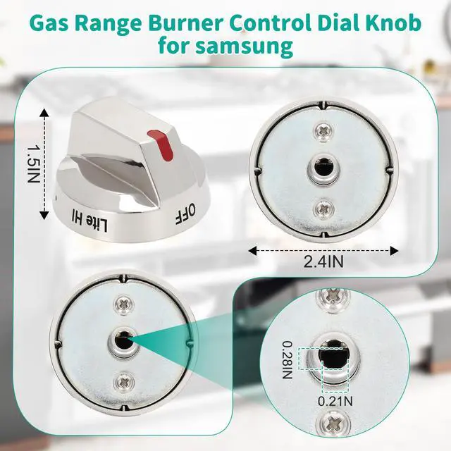 Alt view image 4 of 6 - DG94-01712A Stove knob&DG94-01713A Light knob (6 Pack) | Gas Range Burner Control Dial Knob for Samsung Range Oven Stove NX58M9420SS NX58M9420SSAA