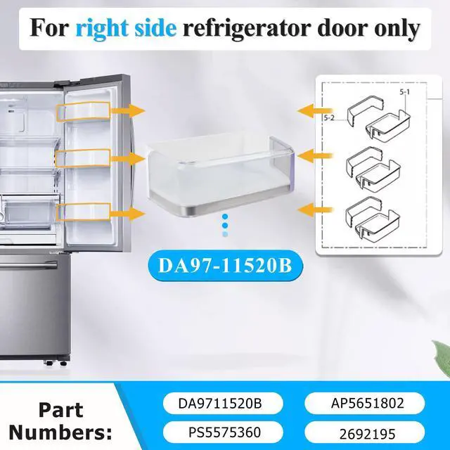 Alt view image 2 of 6 - DA97-11520B Refrigerator Door Bin Compatible with samsung Door Shelf | DA97-11520A Refrigerator Door Bin Replacement AP5651802 RF4267HARS RF4267HABP RF4267HAWP RF25HMEDBBC RF25HMEDBSR