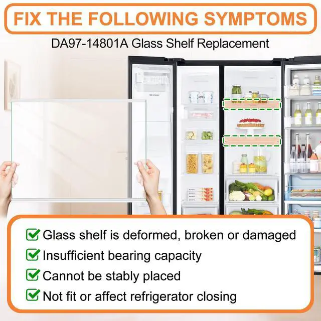 Alt view image 5 of 7 - Upgraded DA97-14801A Refrigerator Glass Shelf Compatible with Samsung Fridge Shelf Replacement RH22H9010SR RH22H9010SG Upper Shelves Tempered Glass Samsung Refrigerator Parts Glass Shelves 17.7x13.3