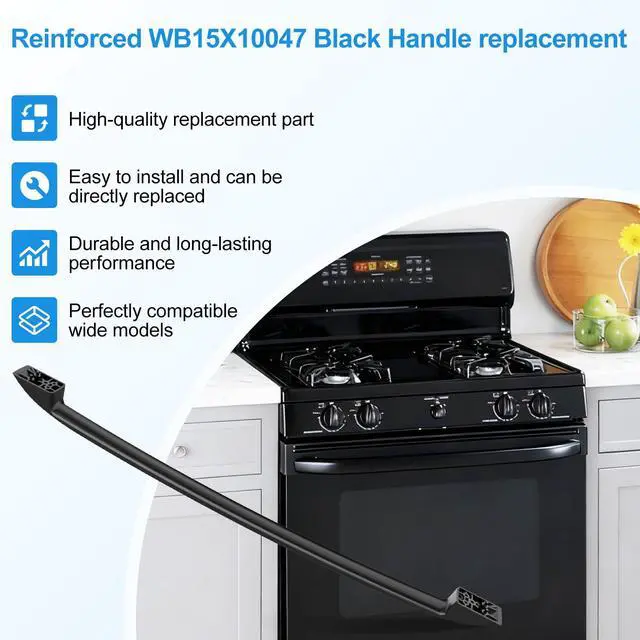 Alt view image 5 of 7 - WB15X10047 Range Oven Door Handle for Ge Hotpoint Stove Parts Door Handle | GE Oven Handle Replacement black General Electric WB15X10047 Range Door Handles With 316433300 Screws Gas Stove Handle