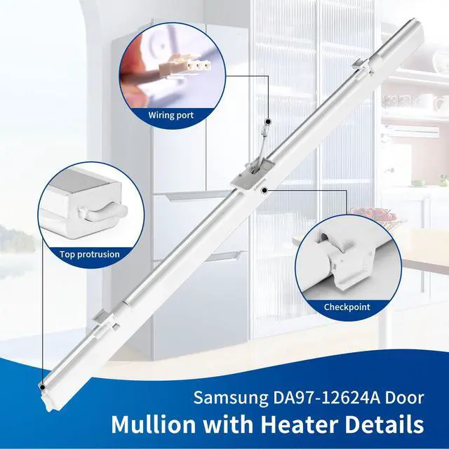 Alt view image 3 of 7 - Refrigerator Flipper Assembly #Sam-Da97-12624a Compatible with Samsung | DA97-12624A Assy-French Door Mullion with Heater Replacement for Samsung Refrigerator