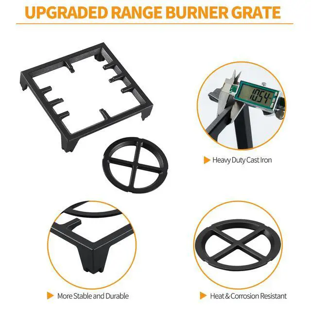 Alt view image 3 of 7 - Upgraded W11380124 Burner Grates Replacement Parts for Kitchenaid Whirlpool Stove Grate 11 x10.8 Cast Iron Gas Stove Top Burner Grate KCGC506JSS00 KFDC558JSS00 Kitchen Aid Range Cooktop Grate