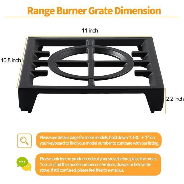 Alt view image 2 of 7 - Upgraded W11380124 Burner Grates Replacement Parts for Kitchenaid Whirlpool Stove Grate 11 x10.8 Cast Iron Gas Stove Top Burner Grate KCGC506JSS00 KFDC558JSS00 Kitchen Aid Range Cooktop Grate
